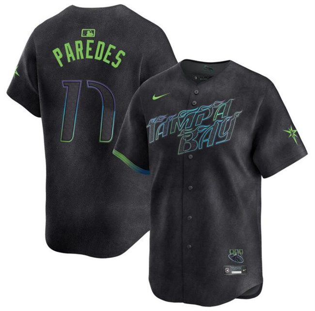 Men's Tampa Bay Rays #17 Isaac Paredes Charcoal 2024 City Connect Limited Stitched Baseball Jersey